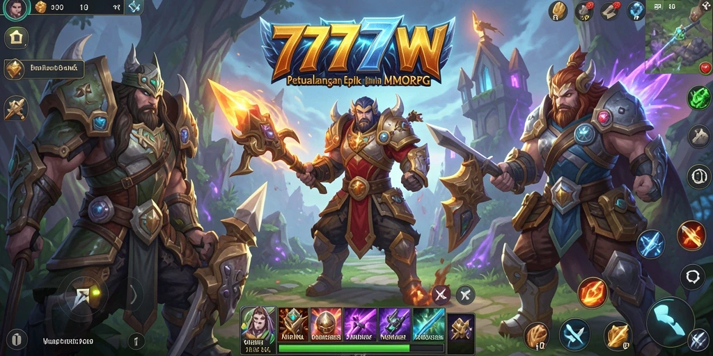 Gameplay epik 7777W dalam dunia MMORPG yang luas.
