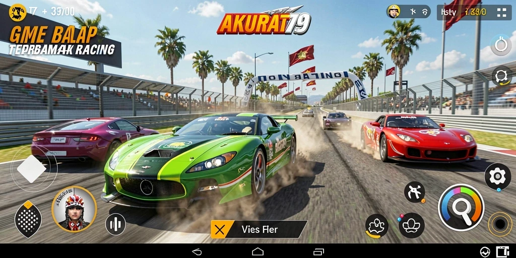 Screenshot gameplay AKURAT79 yang menunjukkan aksi balap yang mendebarkan.