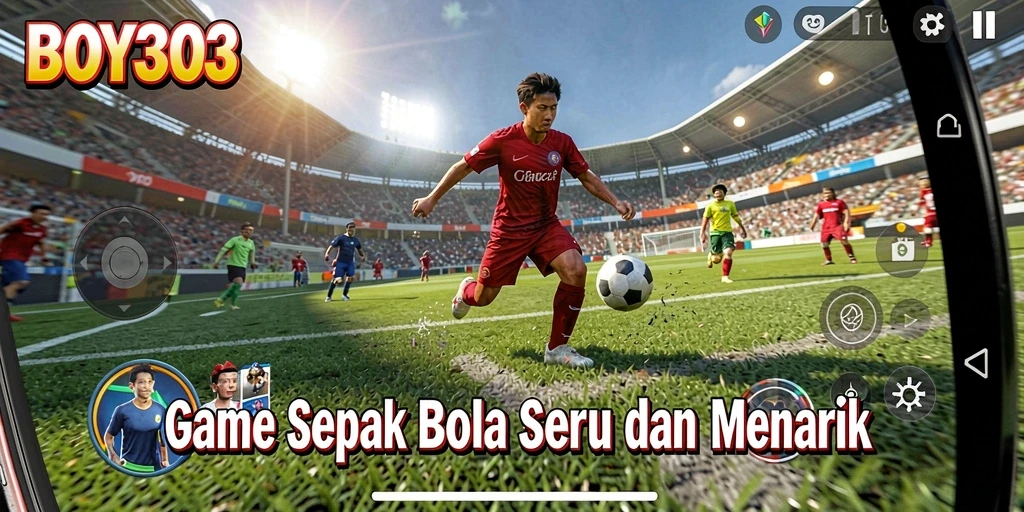 Tampilan gameplay menegangkan dalam game sepak bola BOY303.