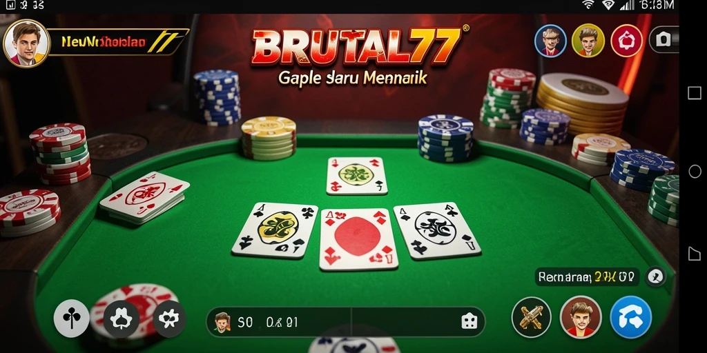 Tampilan menarik dari gameplay Gaple di BRUTAL77.
