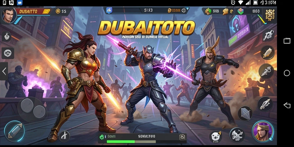 Screenshot gameplay DUBAITOTO menampilkan pertarungan seru antar karakter.