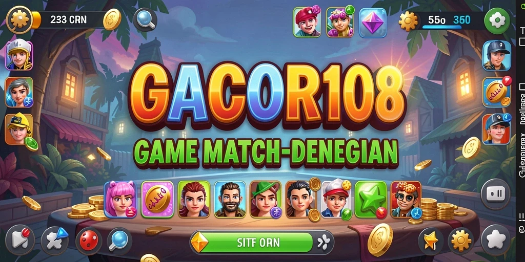 Tampilan gameplay seru GACOR108 dengan objek match-3.