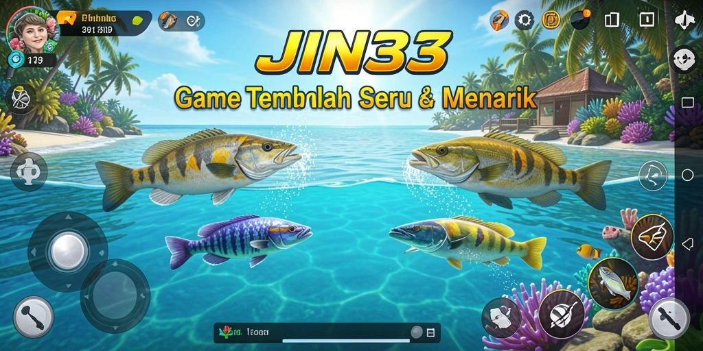 Screenshot JIN33 menampilkan momen menangkap ikan besar dalam gameplay Tembak Ikan.
