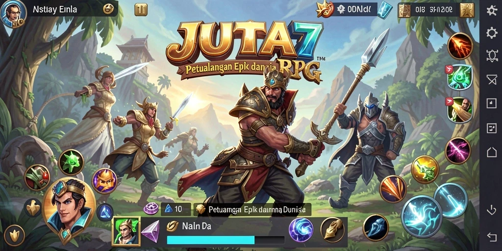 Tangkapan layar menunjukkan aksi seru di dunia RPG JUTA7.