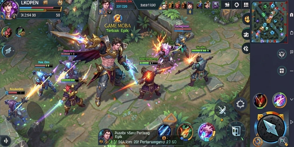 Tampilan gameplay epik dalam LKOPEN yang memukau.