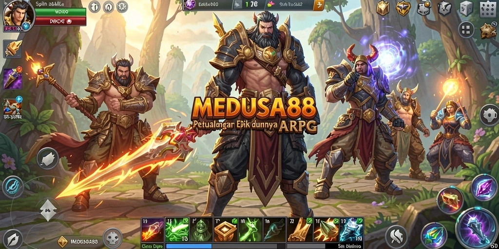 Tampilan menarik dari gameplay <strong>MEDUSA88</strong> dalam aksi ARPG.