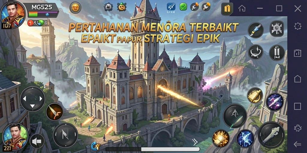 Tampilan menakjubkan dari gameplay Tower Defense MG525.