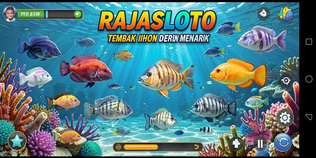 Tampilan gameplay RAJASLOTO yang seru saat menembak ikan.