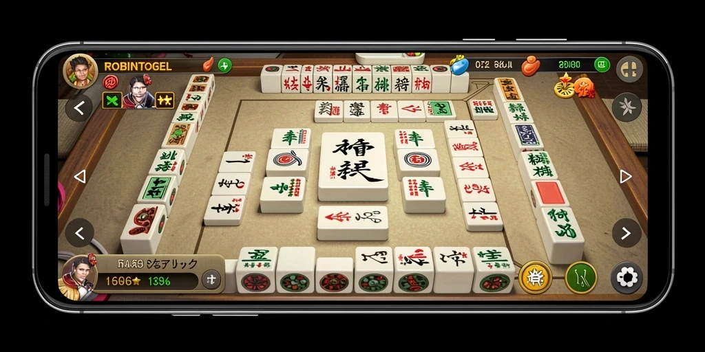 Tampilan gameplay dari ROBINTOGEL yang menarik dengan elemen Mahjong.