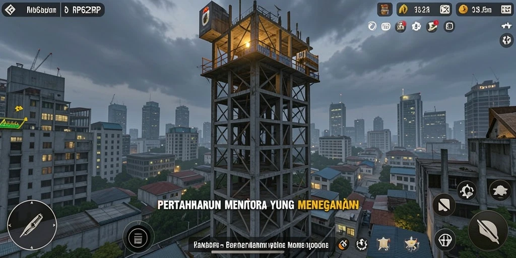 Tampak menarik dengan pertarungan menara melawan musuh.