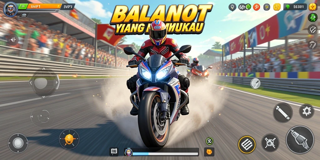 Tampilan menarik dari gameplay balapan motor yang cepat.