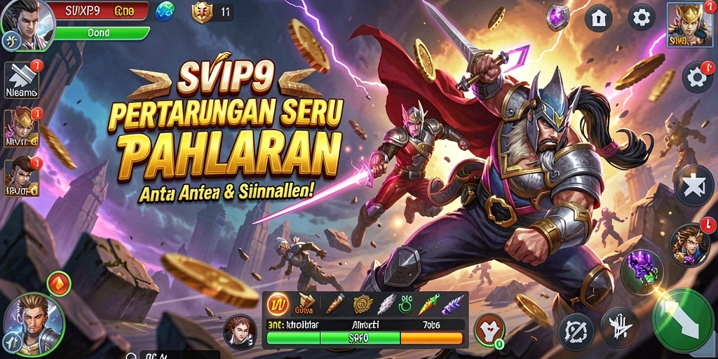 Tampilan gameplay SVIP9 yang menampilkan pertarungan karakter yang mendebarkan.