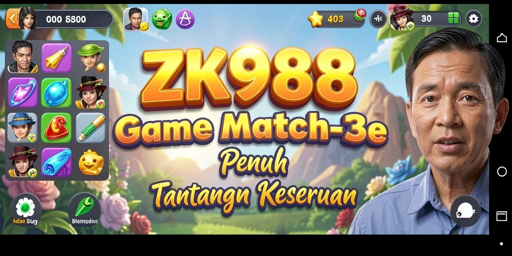 Gameplay menarik ZK988 dengan elemen-match yang beragam.